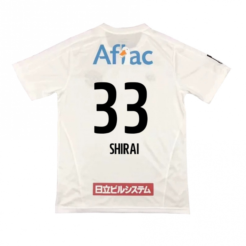 Kids Football Eiji Shirai #33 White Black Away Jersey 2024/25 T-Shirt Canada