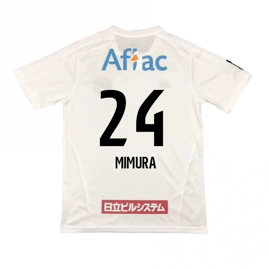 Kids Football Kaname Mimura #24 White Black Away Jersey 2024/25 T-Shirt Canada