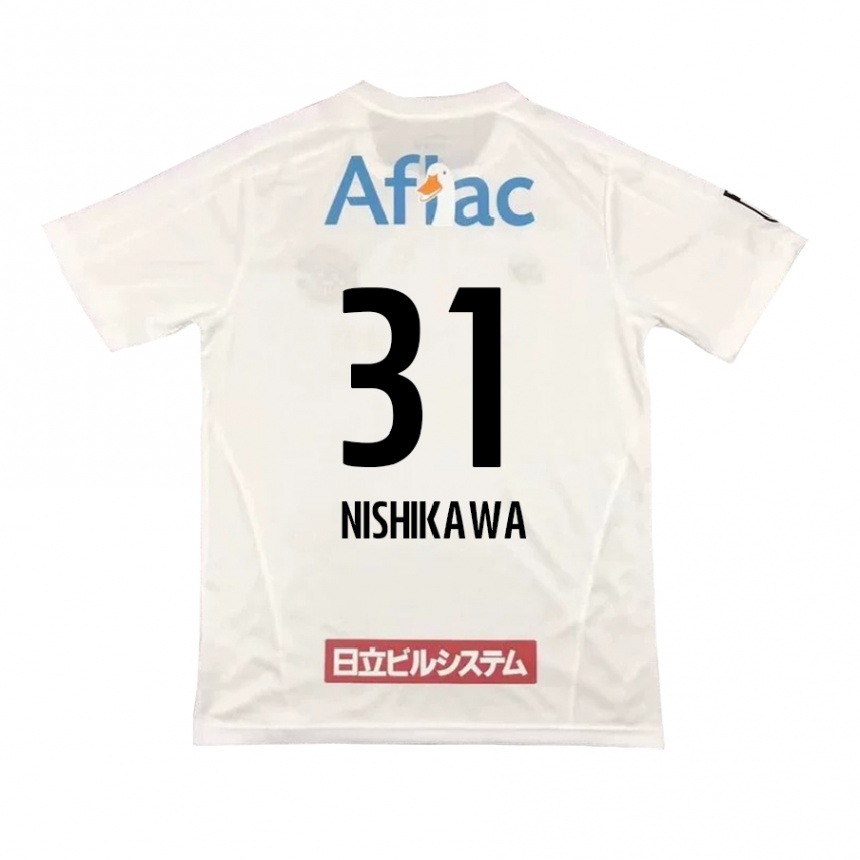 Kids Football Genki Nishikawa #31 White Black Away Jersey 2024/25 T-Shirt Canada