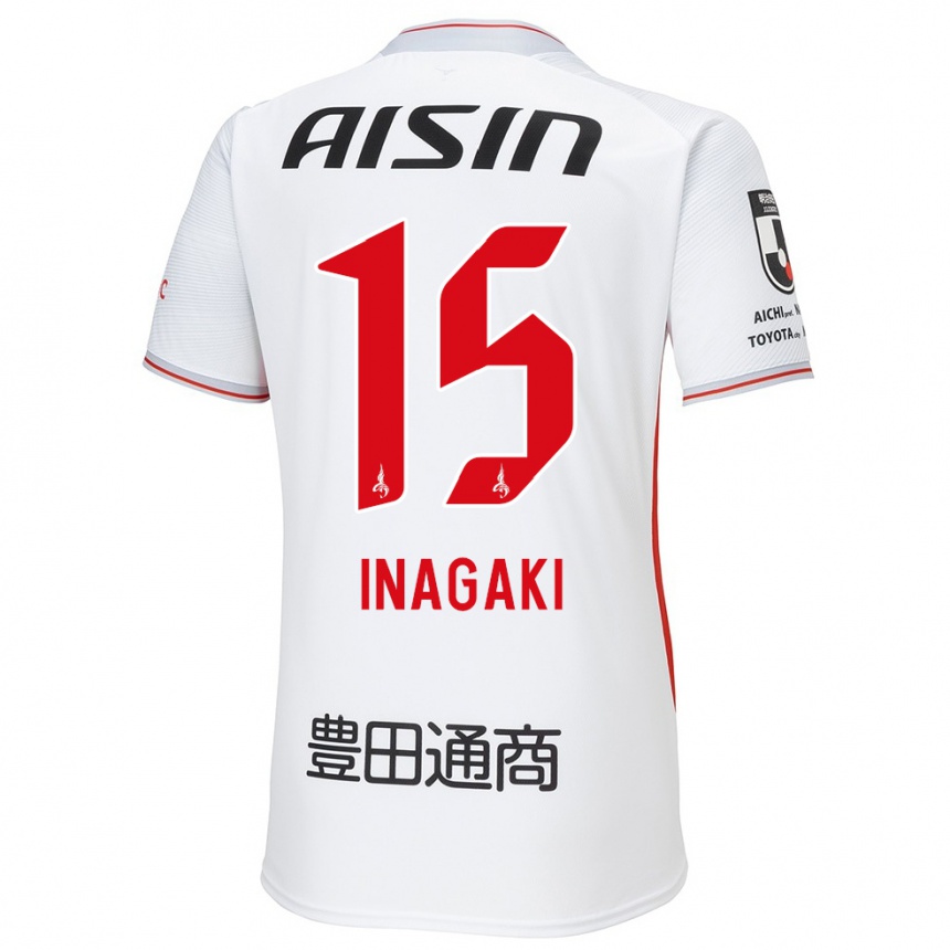 Kids Football Sho Inagaki #15 White Yellow Red Away Jersey 2024/25 T-Shirt Canada