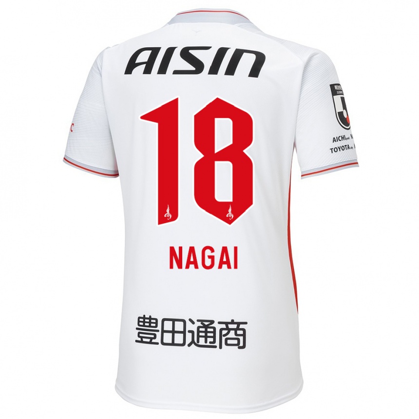 Kids Football Kensuke Nagai #18 White Yellow Red Away Jersey 2024/25 T-Shirt Canada