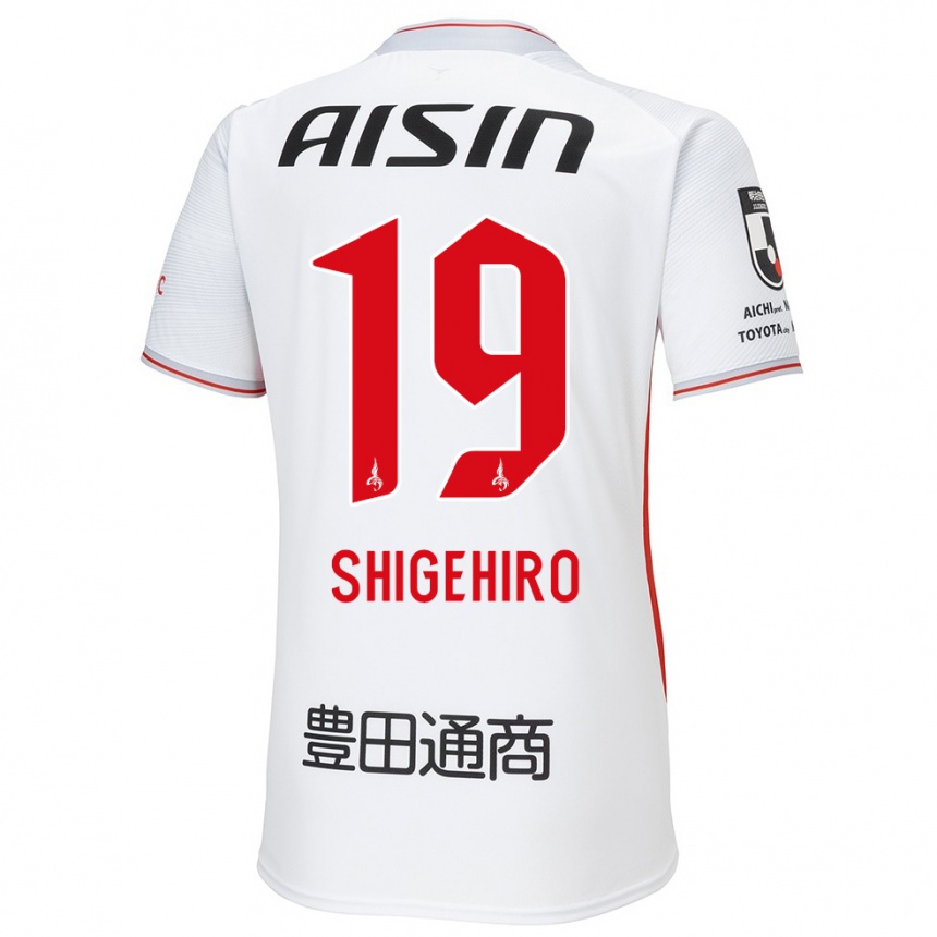 Enfant Football Maillot Takuya Shigehiro #19 Blanc Jaune Rouge Tenues Extérieur 2024/25 Canada