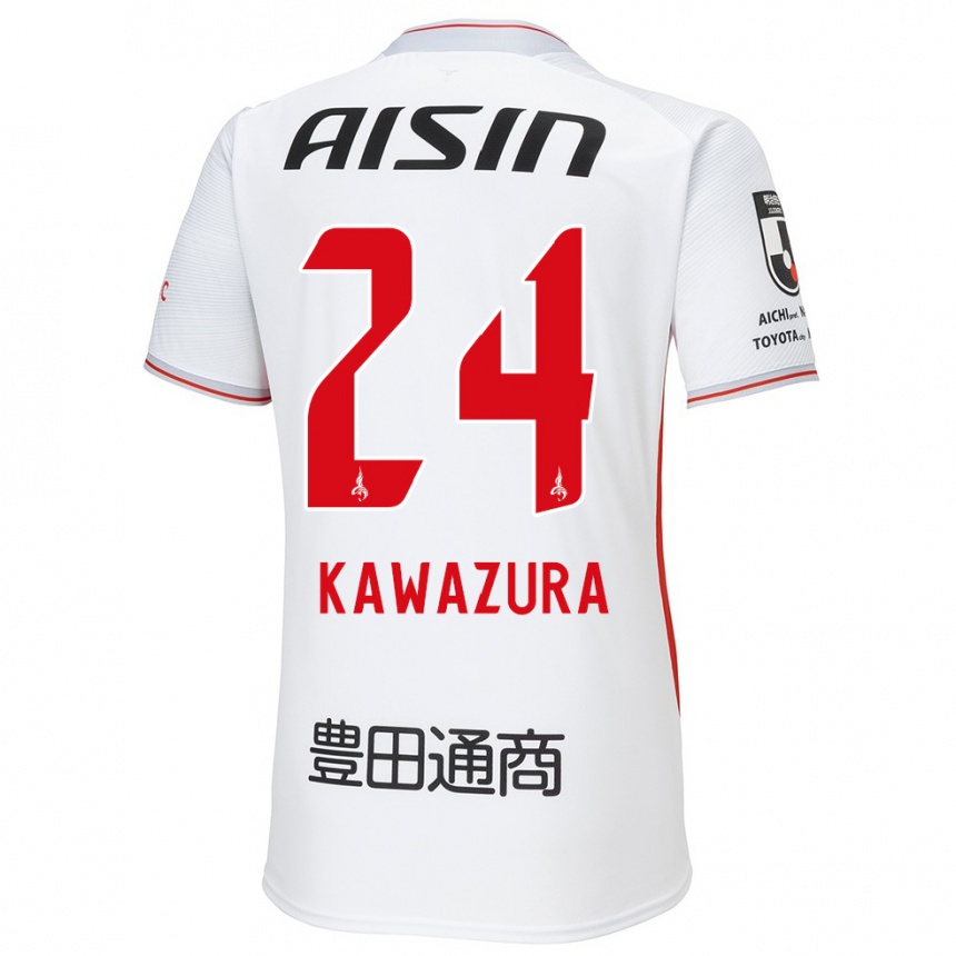 Kids Football Akinari Kawazura #24 White Yellow Red Away Jersey 2024/25 T-Shirt Canada