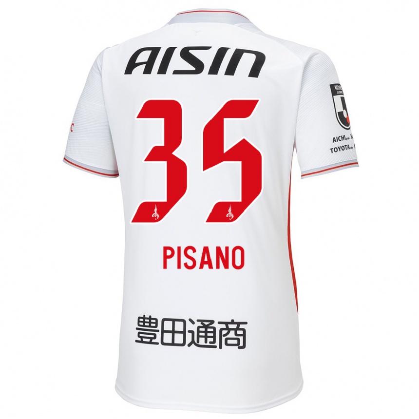 Kids Football Alexandre Pisano #35 White Yellow Red Away Jersey 2024/25 T-Shirt Canada