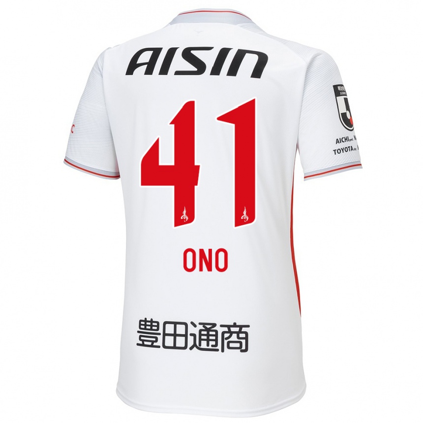 Kids Football Masahito Ono #41 White Yellow Red Away Jersey 2024/25 T-Shirt Canada