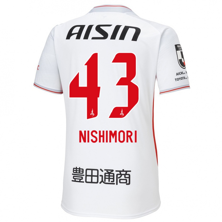 Kids Football Yuto Nishimori #43 White Yellow Red Away Jersey 2024/25 T-Shirt Canada