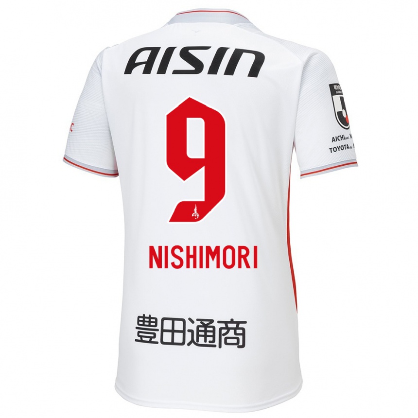 Kids Football Naoto Nishimori #9 White Yellow Red Away Jersey 2024/25 T-Shirt Canada