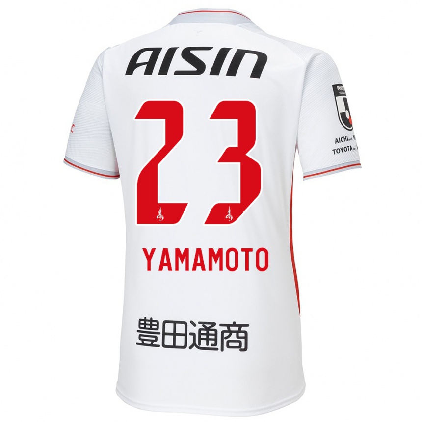 Kids Football Haruki Yamamoto #23 White Yellow Red Away Jersey 2024/25 T-Shirt Canada