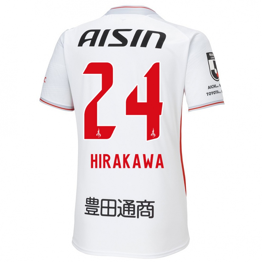 Kids Football Haruto Hirakawa #24 White Yellow Red Away Jersey 2024/25 T-Shirt Canada