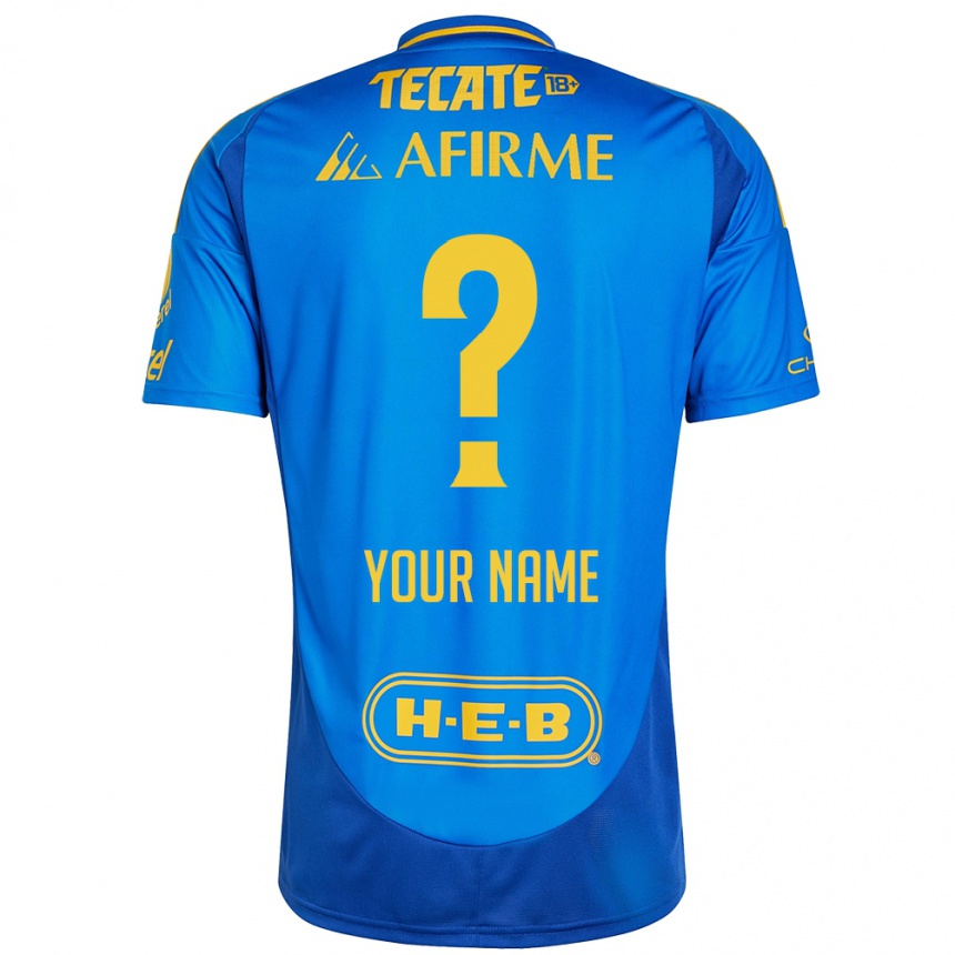 Kids Football Your Name #0 Blue Yellow Away Jersey 2024/25 T-Shirt Canada