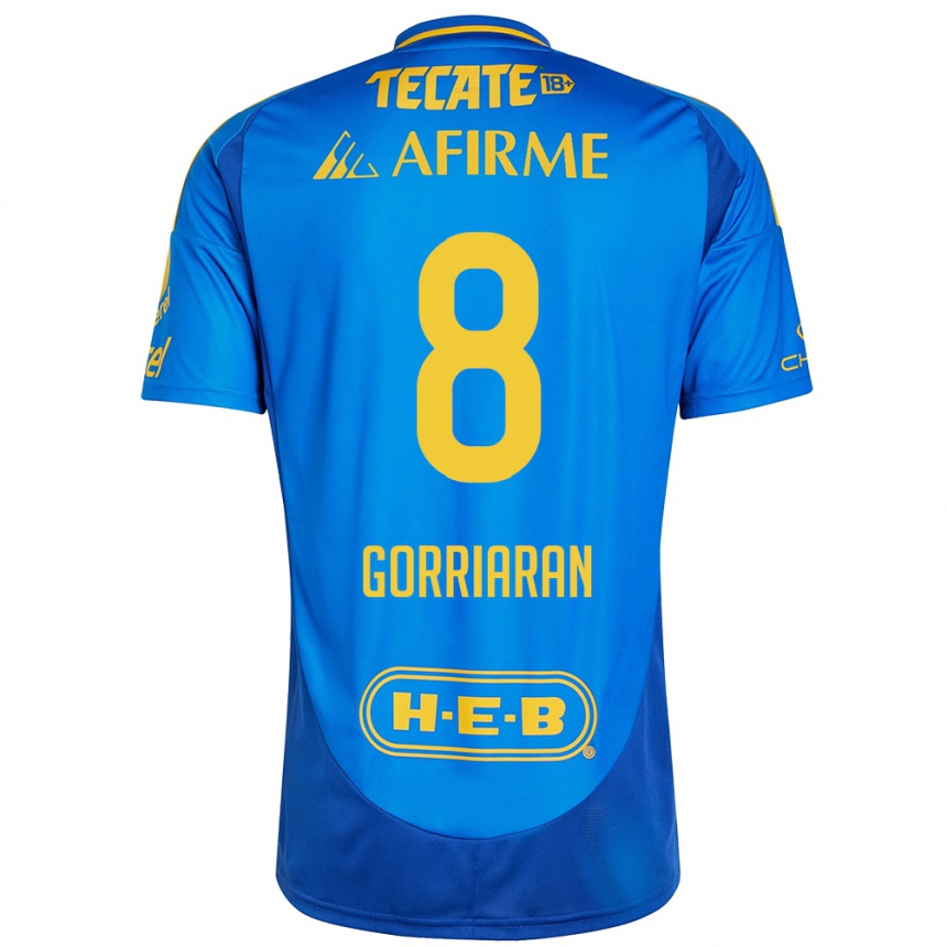 Kids Football Fernando Gorriarán #8 Blue Yellow Away Jersey 2024/25 T-Shirt Canada