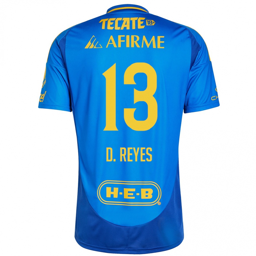 Kids Football Diego Reyes #13 Blue Yellow Away Jersey 2024/25 T-Shirt Canada