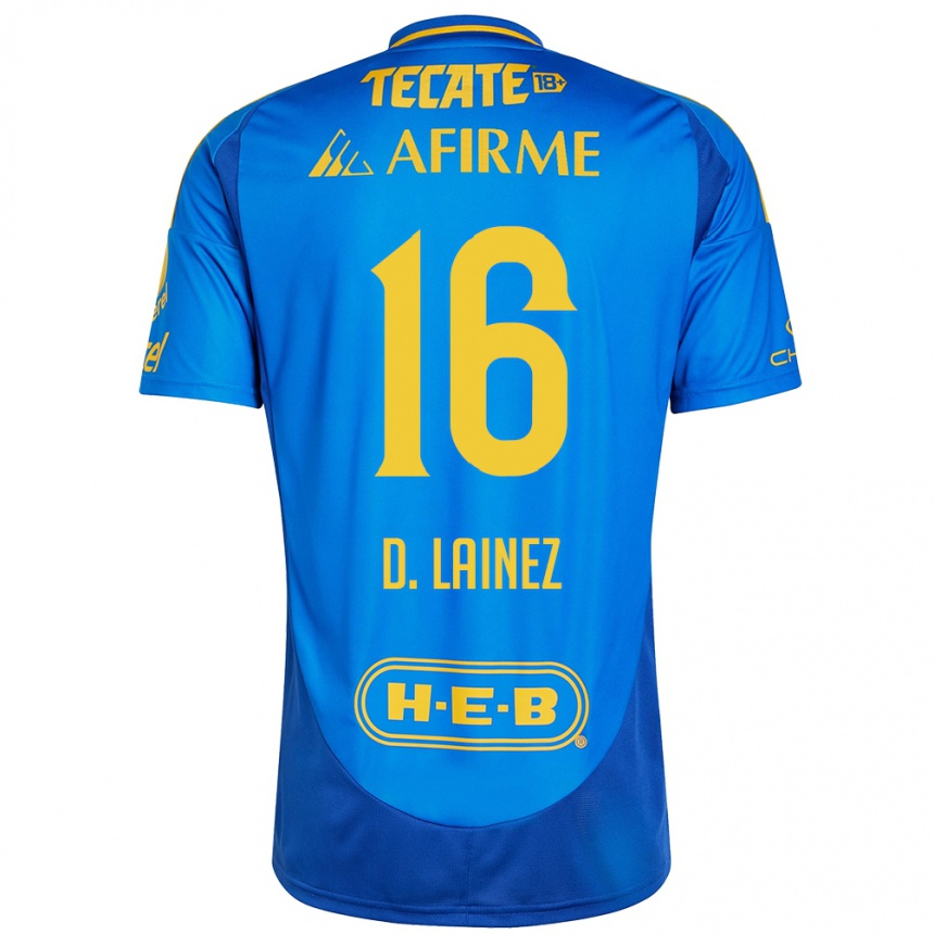 Kids Football Diego Lainez #16 Blue Yellow Away Jersey 2024/25 T-Shirt Canada