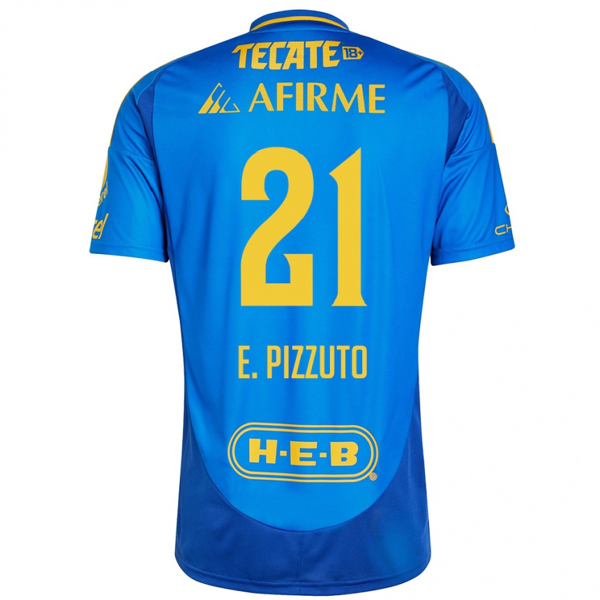 Kids Football Eugenio Pizzuto #21 Blue Yellow Away Jersey 2024/25 T-Shirt Canada