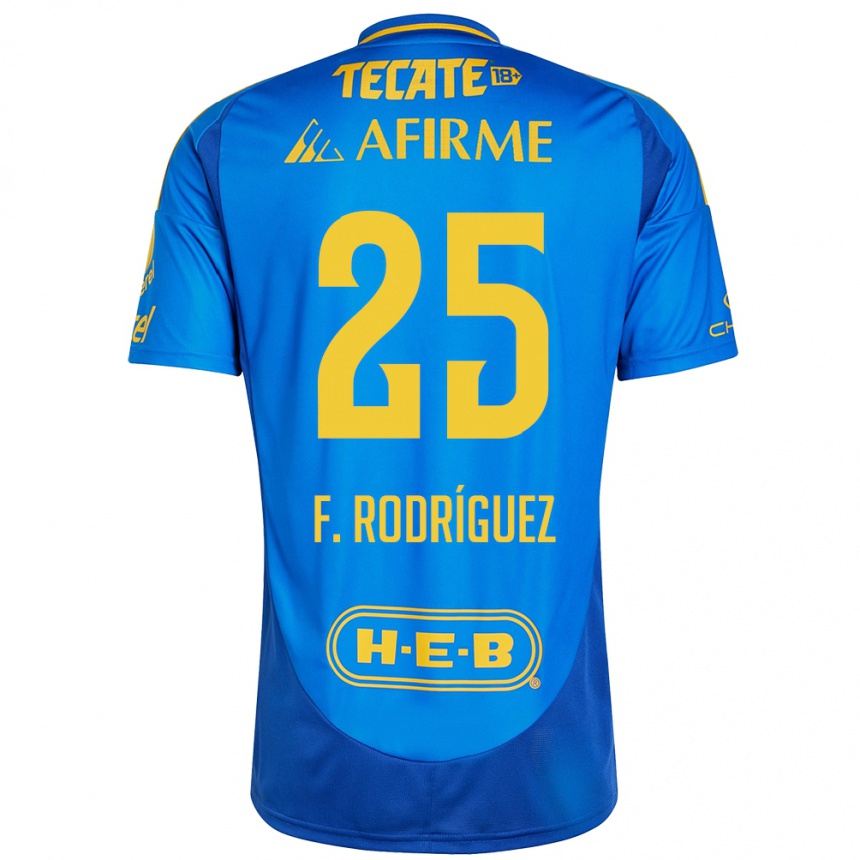 Kids Football Felipe Rodríguez #25 Blue Yellow Away Jersey 2024/25 T-Shirt Canada