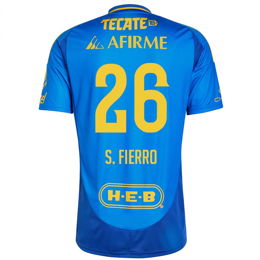 Kids Football Sebastián Fierro #26 Blue Yellow Away Jersey 2024/25 T-Shirt Canada