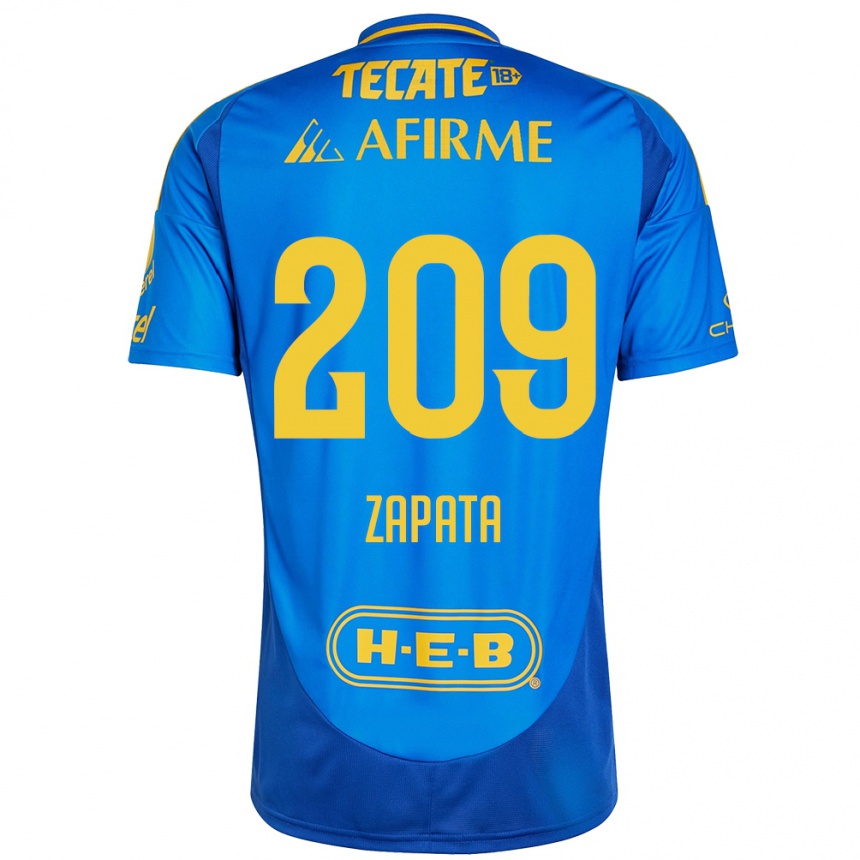 Kids Football Jorge Zapata #209 Blue Yellow Away Jersey 2024/25 T-Shirt Canada