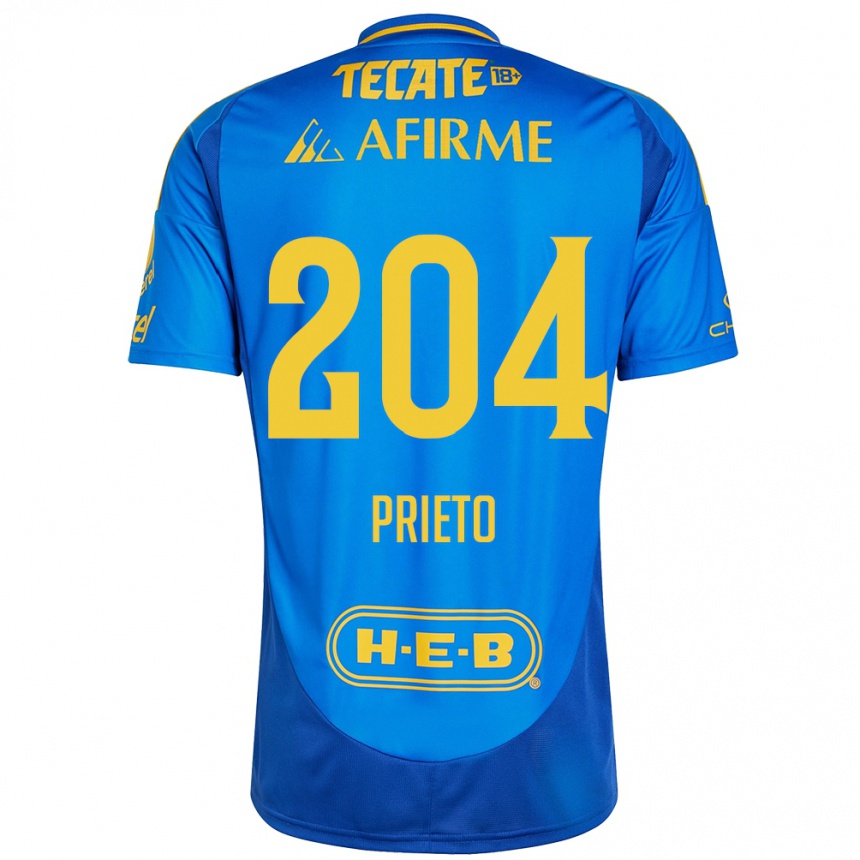 Kids Football Leonel Prieto #204 Blue Yellow Away Jersey 2024/25 T-Shirt Canada