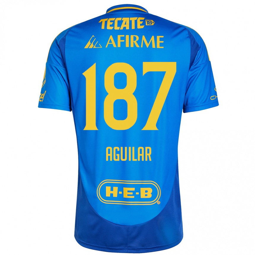 Kids Football Manuel Aguilar #187 Blue Yellow Away Jersey 2024/25 T-Shirt Canada