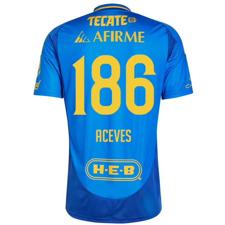 Kids Football Israel Aceves #186 Blue Yellow Away Jersey 2024/25 T-Shirt Canada