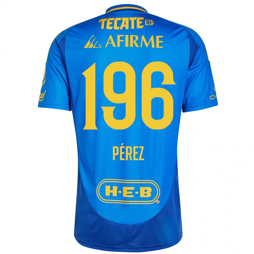 Kids Football Axel Pérez #196 Blue Yellow Away Jersey 2024/25 T-Shirt Canada