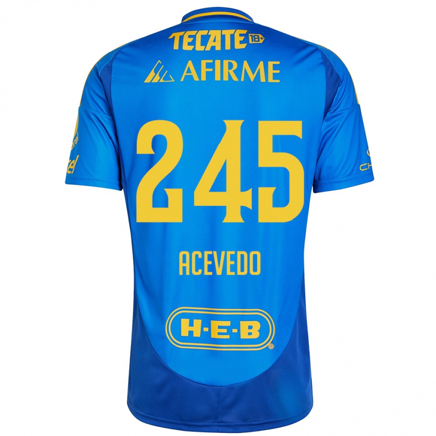 Kids Football Kevin Acevedo #245 Blue Yellow Away Jersey 2024/25 T-Shirt Canada