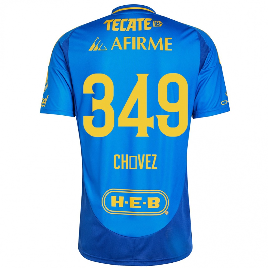 Kids Football Jorge Chávez #349 Blue Yellow Away Jersey 2024/25 T-Shirt Canada