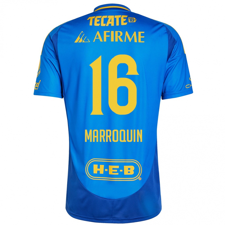 Kids Football Ammanda Marroquin #16 Blue Yellow Away Jersey 2024/25 T-Shirt Canada