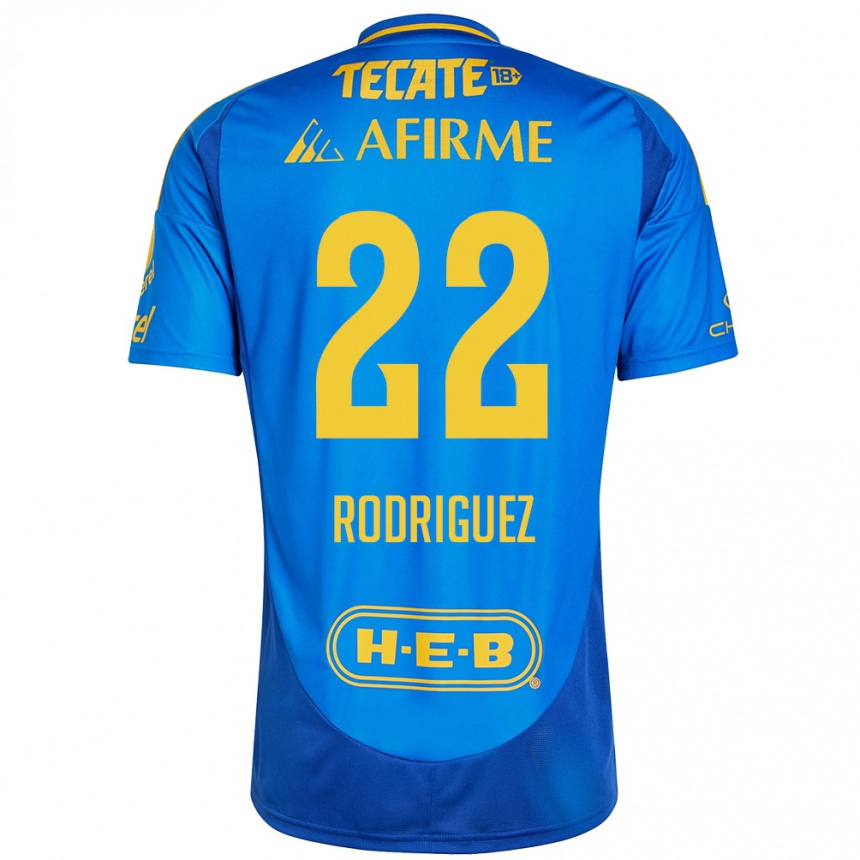 Kids Football Anika Rodriguez #22 Blue Yellow Away Jersey 2024/25 T-Shirt Canada