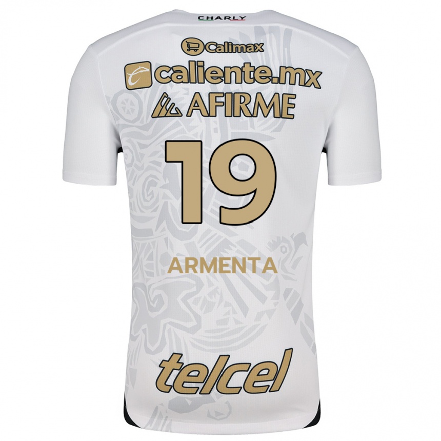 Kids Football Eduardo Armenta #19 White Black Away Jersey 2024/25 T-Shirt Canada