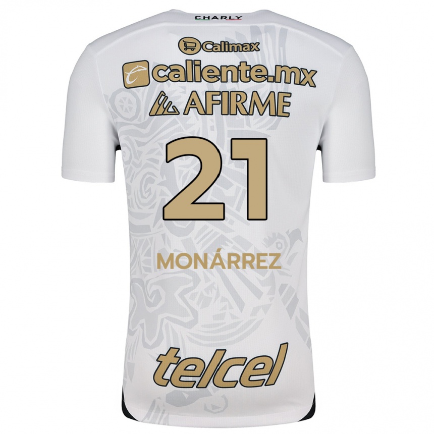 Kids Football Fernando Monárrez #21 White Black Away Jersey 2024/25 T-Shirt Canada