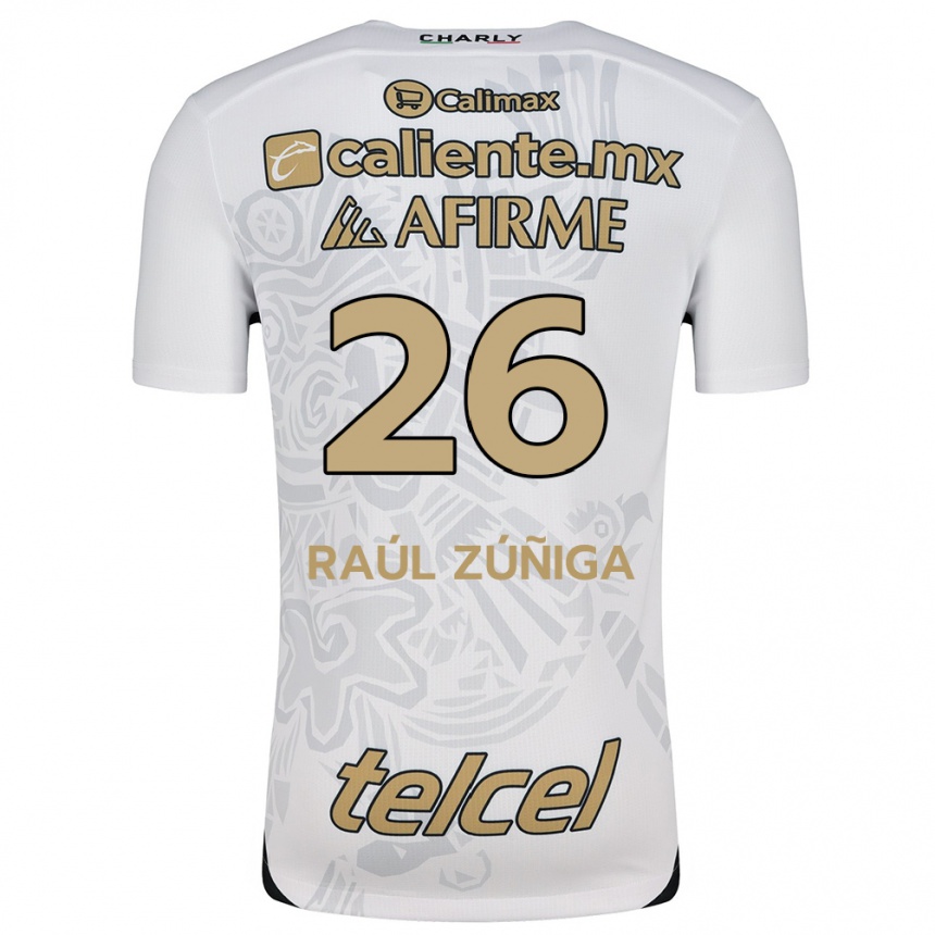 Kids Football José Raúl Zúñiga #26 White Black Away Jersey 2024/25 T-Shirt Canada