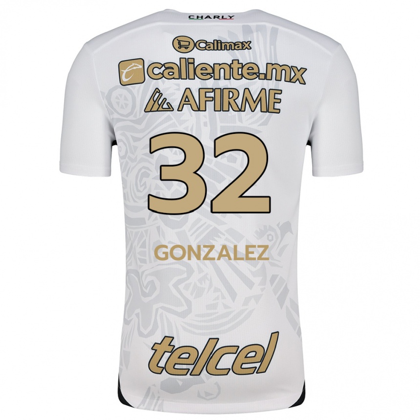 Kids Football Carlos González #32 White Black Away Jersey 2024/25 T-Shirt Canada