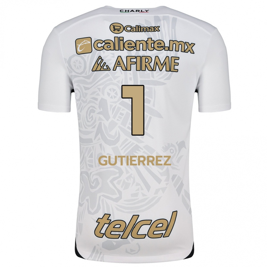 Kids Football Alejandra Gutiérrez #1 White Black Away Jersey 2024/25 T-Shirt Canada