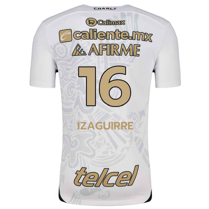 Enfant Football Maillot Estefanía Izaguirre #16 Blanc Noir Tenues Extérieur 2024/25 Canada