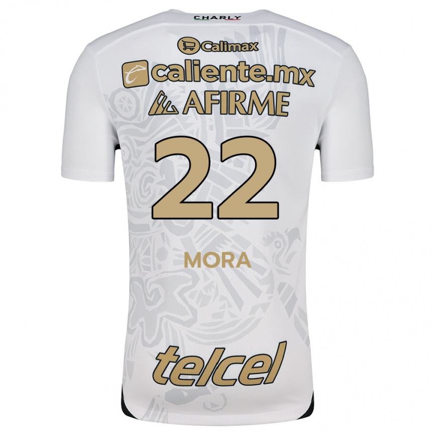 Kids Football Bianca Mora #22 White Black Away Jersey 2024/25 T-Shirt Canada