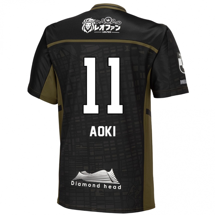 Kids Football Ryota Aoki #11 Black Green Away Jersey 2024/25 T-Shirt Canada