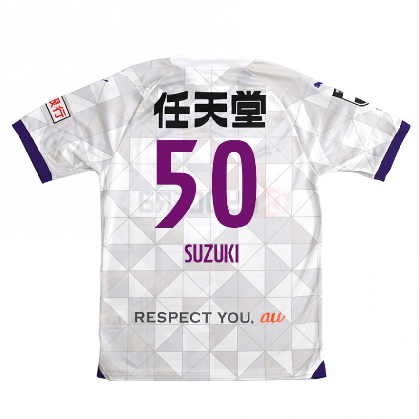 Kids Football Yoshinori Suzuki #50 White Purple Away Jersey 2024/25 T-Shirt Canada