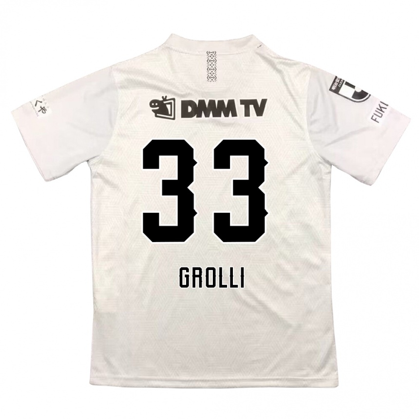 Kids Football Douglas Grolli #33 Gray Black Away Jersey 2024/25 T-Shirt Canada