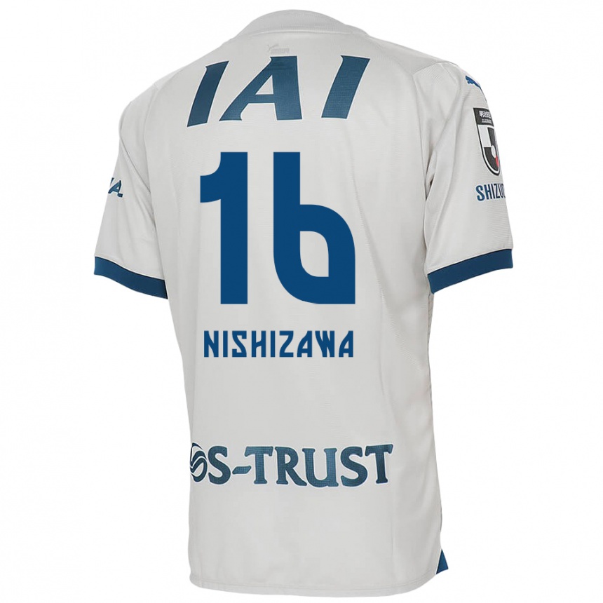 Enfant Football Maillot Kenta Nishizawa #16 Blanc Bleu Tenues Extérieur 2024/25 Canada