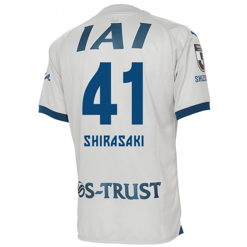 Enfant Football Maillot Ryohei Shirasaki #41 Blanc Bleu Tenues Extérieur 2024/25 Canada