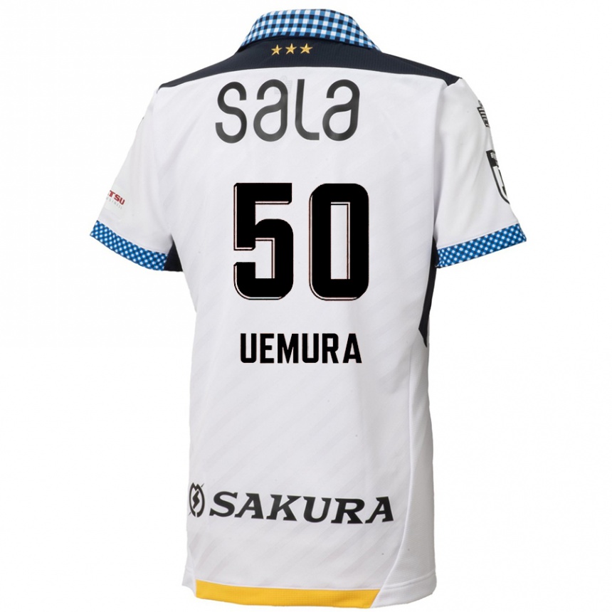 Kids Football Hiroto Uemura #50 White Black Away Jersey 2024/25 T-Shirt Canada