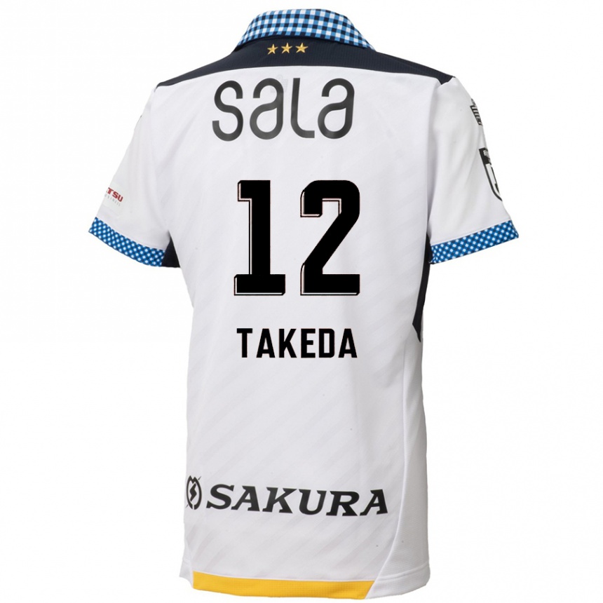 Enfant Football Maillot Yusei Takeda #12 Blanc Noir Tenues Extérieur 2024/25 Canada