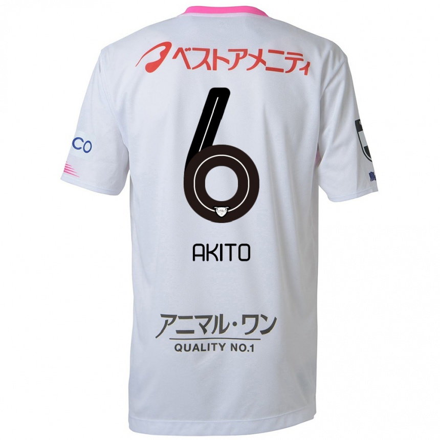 Enfant Football Maillot Akito Fukuta #6 Blanc Bleu Rose Tenues Extérieur 2024/25 Canada