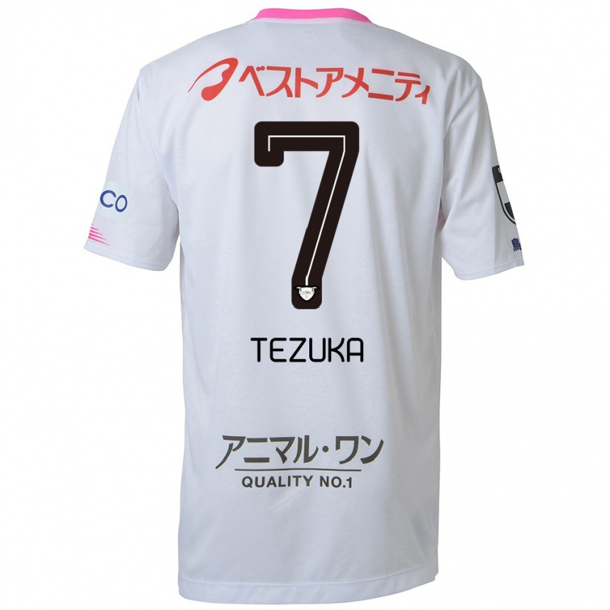 Kids Football Kohei Tezuka #7 White Blue Pink Away Jersey 2024/25 T-Shirt Canada