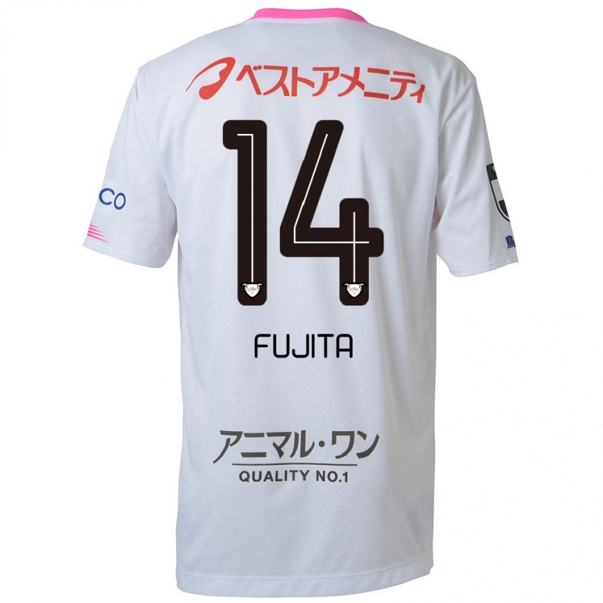 Enfant Football Maillot Naoyuki Fujita #14 Blanc Bleu Rose Tenues Extérieur 2024/25 Canada