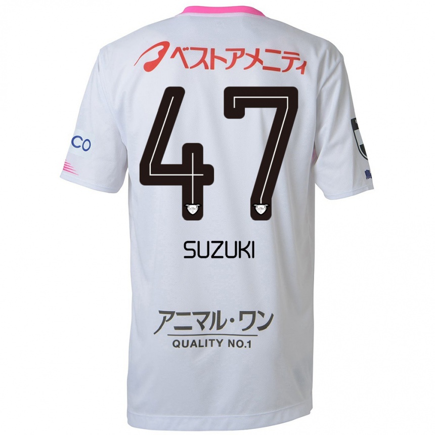 Kids Football Daichi Suzuki #47 White Blue Pink Away Jersey 2024/25 T-Shirt Canada