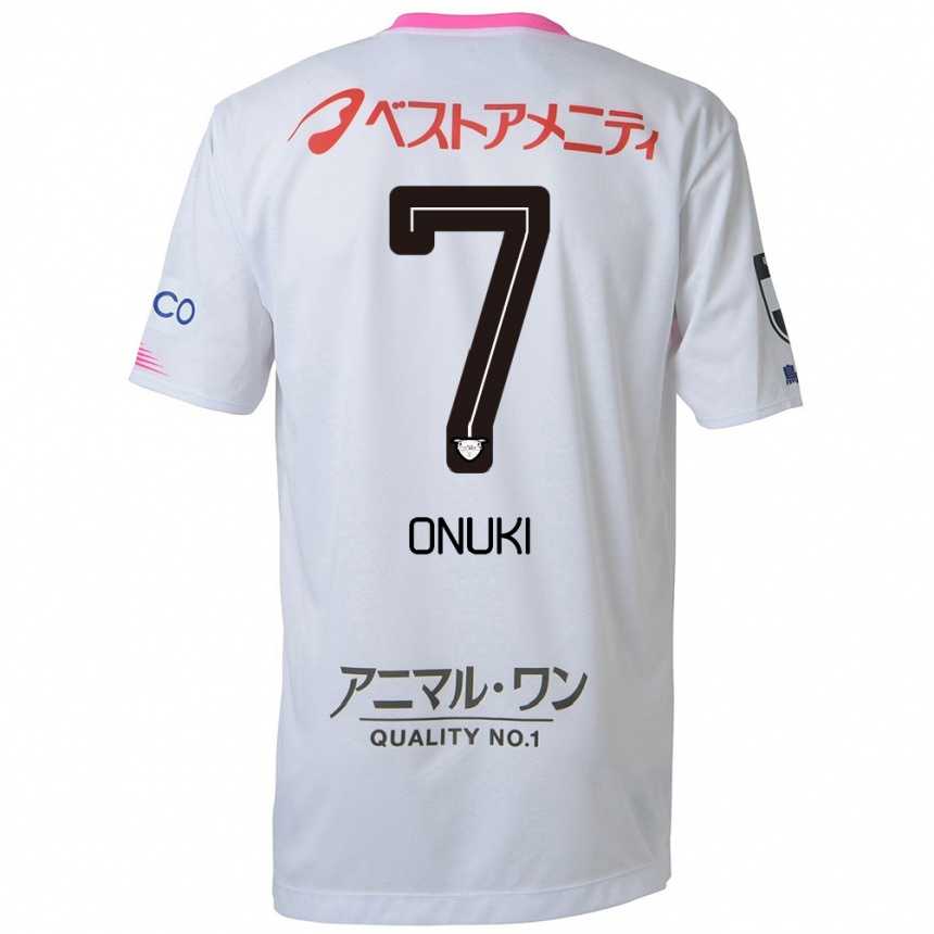 Kids Football Tentaro Onuki #7 White Blue Pink Away Jersey 2024/25 T-Shirt Canada