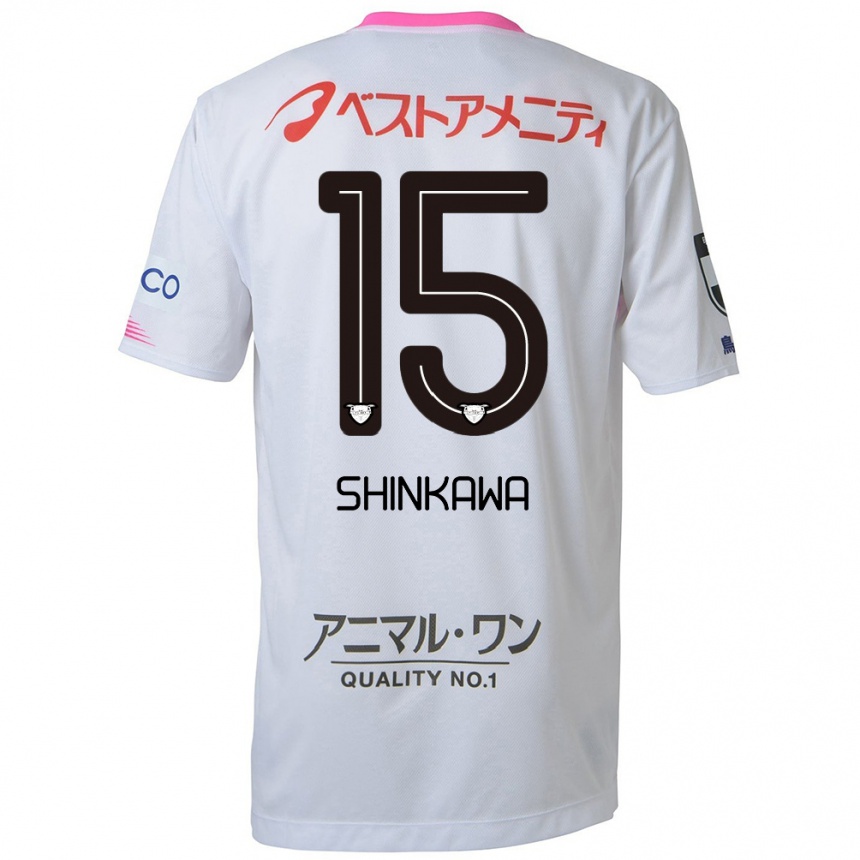 Kids Football Shion Shinkawa #15 White Blue Pink Away Jersey 2024/25 T-Shirt Canada