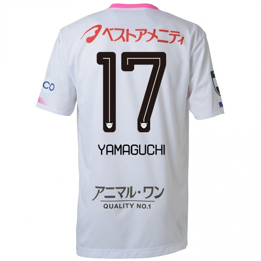 Enfant Football Maillot Hikaru Yamaguchi #17 Blanc Bleu Rose Tenues Extérieur 2024/25 Canada